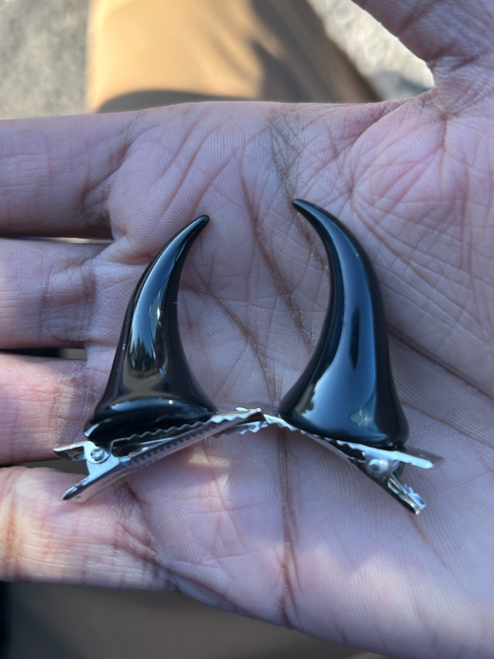 2pcs Black Devil Horn Hair Clips - Gothic Punk Cosplay Accessories